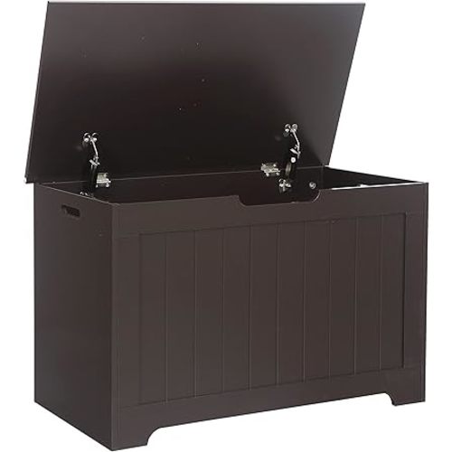 30 Inch Wooden Storage Chest, Storage Trunk w/2 Safety Hinges,Storage Bench,Modern Lift Top Chest Box Organizer for Entryway,Living Room, Bedroom,Brown