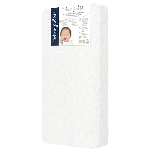 Dream On Me Twilight 5” Crib & Toddler Bed Mattress, Platinum, 88 Coil Innerspring Support, Waterproof & Stain-Resistant Removable Vinyl Cover, Greenguard Gold & JPMA Certified, Made in USA
