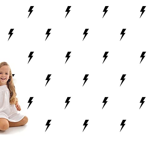Zaiphany 48 PCS Black Lightning Bolt Decals for Wall or Cars, Lightning Bolt Stickers for Wall, Lightning Bolt Wallpaper Decor