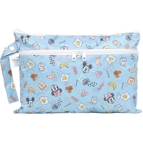 Bumkins Disney Waterproof Wet Dry Clutch Bag for Baby, Travel, Swim Suit, Cloth Diapers, Pump Parts, Pool, Gym Clothes, Toiletry, Hook to Stroller, Daycare, Packing Pouch, Zip Bag, Mickey and Minnie