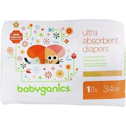 BabyGanics - Ultra Absorbent Diapers Stage 1 (8-14 lbs.) - 34 Diaper(s)