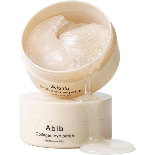 Abib Vegan Collagen Eye Patches for Wrinkles & Fine Line with Jericho Rose Jelly & Peptides, 60 Count, Korean Skin Care