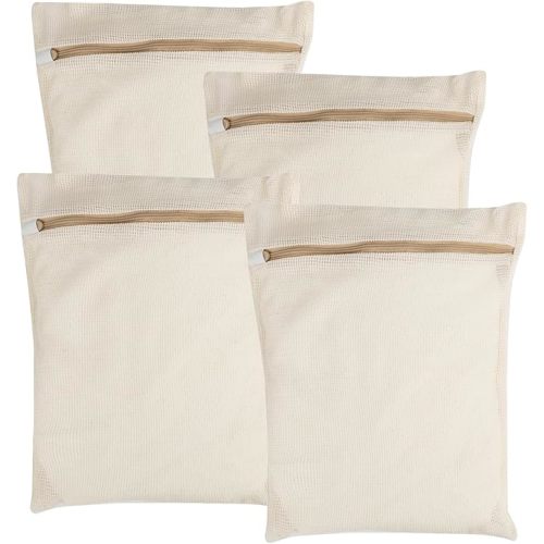 4-Piece Medium Durable Organic Cotton Mesh Laundry Bags with Sturdy Zippers and Breathable Mesh are Delicate Laundry Bags for Underwear, Clothes, Pants and Socks