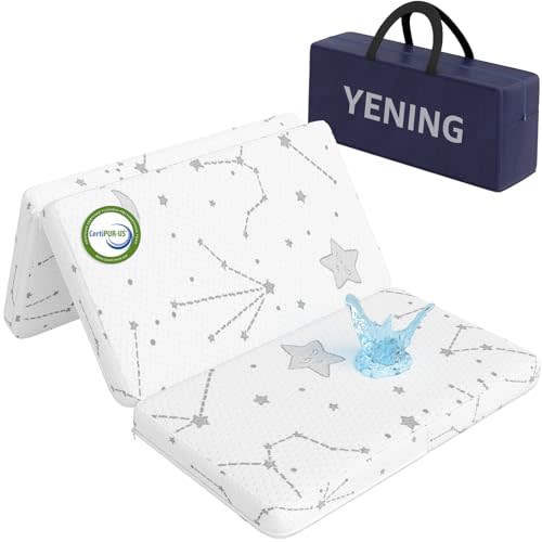 YENING Trifold Pack and Play Mattress Pad Foldable 38x26 Waterproof Baby Mattress for Pack N Play Matress Topper Breathable