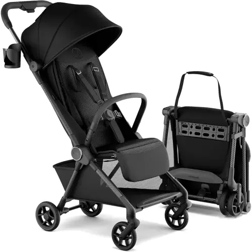 Mompush Nexis Carbon Travel Stroller, Ultra-Lightweight 11.5 lbs, Compact & Airplane Carry-On Approved, One-Second Auto-Fold, One-Hand Full Recline, from Birth to 50 lbs, JPMA Certified