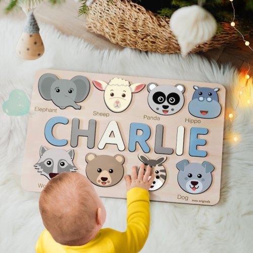 Custom Handmade Name Puzzle With Animals, Personalized Birthday Gift for Kids, Christmas Gifts for Toddlers, Unique New Baby Gift, Wood Toy - Etsy