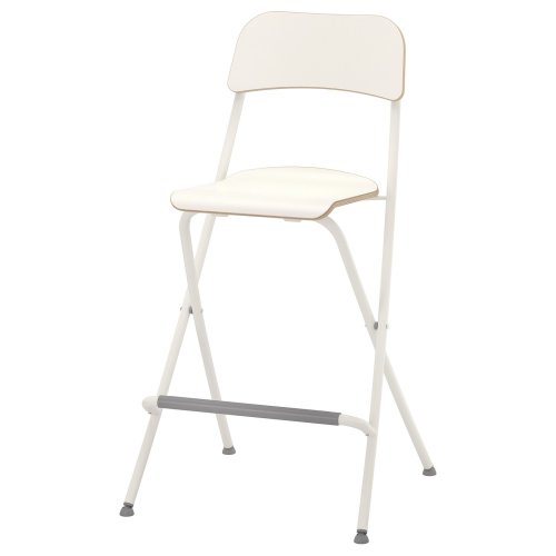 FRANKLIN Bar stool with backrest, foldable - counter height white/white 24 3/4 "