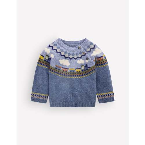Fair isle Sweater - Glacier Blue Marl Train | Boden USA