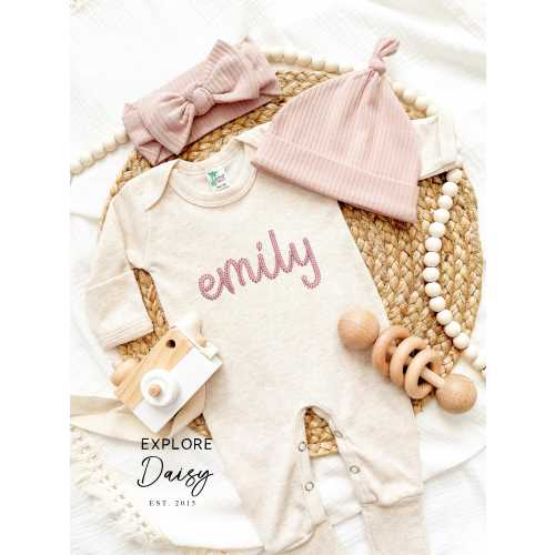 Embroidered Custom Baby Girl Coming Home Outfit, Personalized Baby Romper, Personalized Baby Girl Coming Home Romper Custom Baby Shower Gift