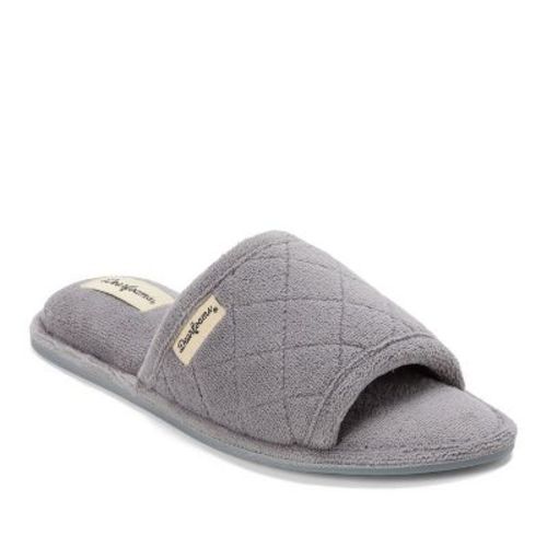 Dearfoams Women's Beatrice Quilted Microfiber Terry Slide Slipper - Medium Grey Size L