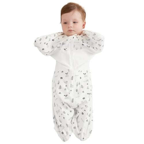 GROWNSY Transitional Swaddle Sleep Sack 3-6 Months,Cotton Starfish Design Baby Swaddle Sack, Dual-Zipper for Easy Diaper Changes, Proper Hip Development & Openable Foot Button,12-20lbs,Munchkin Forest
