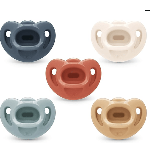 NUK Timeless Comfy Pacifier | 100% Silicone, One-Piece Design | BPA-Free, Gentle on Baby’s Skin | 5-Pack, for 0-6M
