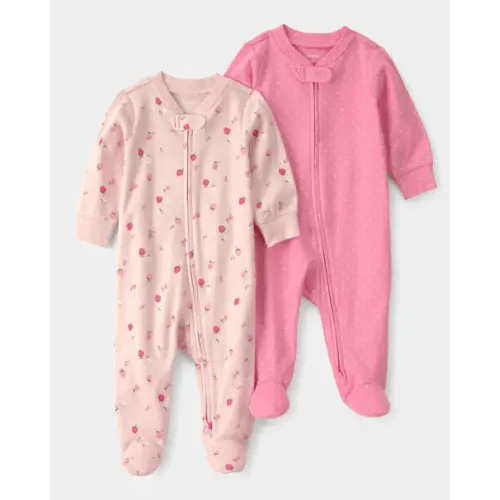 Baby Girl 2-Pack Strawberry Sleep & Play Pajamas - Pink | Carter's