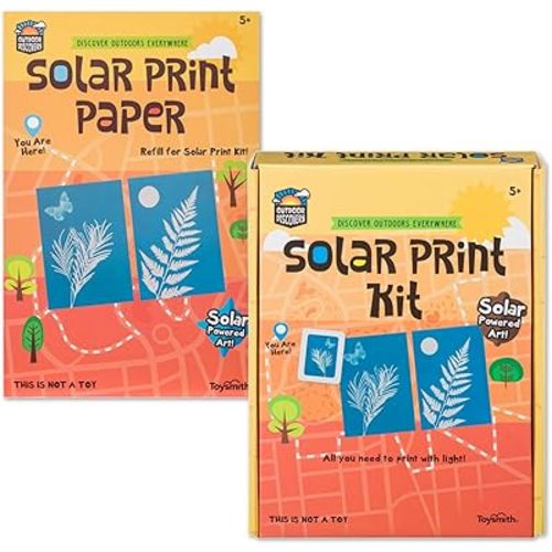 Outdoor Discovery Solar Print Paper Kit Bundle – Sun Printing Set for Kids – Includes 36 Sheets Sun Print Paper, Stencils, & Frames – Creative Arts & Crafts Gift for Boys & Girls Ages 5+