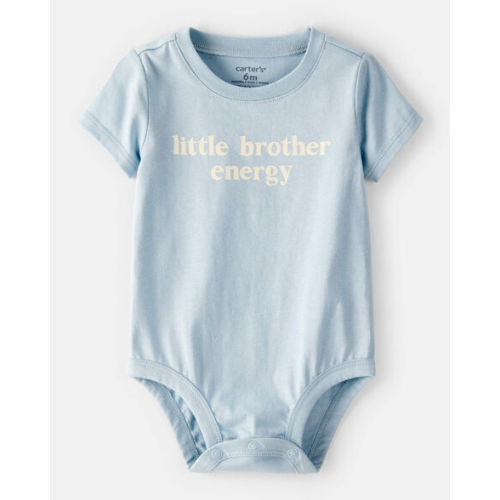 Baby Boy 'Little Brother Energy' Short-Sleeve Graphic Bodysuit - Blue | NB, 3m, or 6m — Carter's