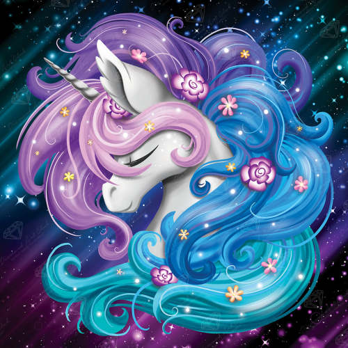 Aurora the Unicorn — 13" x 13" (33cm x 33cm) / Round with 37 Colors including 5 ABs / 13,456