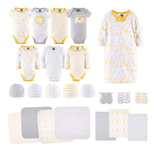 The Peanutshell Newborn Layette Gift Set for Baby Boys or Girls, Yellow Safari, 23 Essential Pieces, 0-3 Months