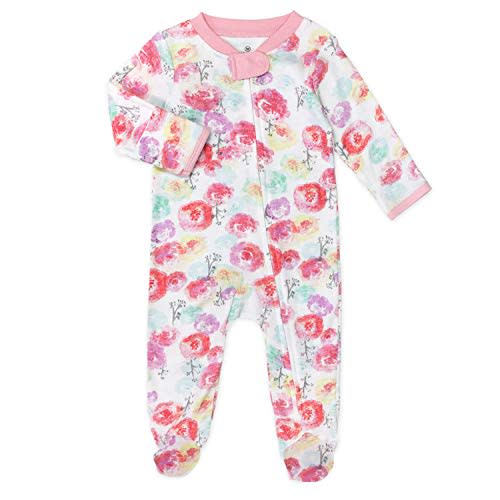 HonestBaby Sleep & Play Footed One-Piece Pajama Sleeper 100% Organic Cotton, Baby Girls