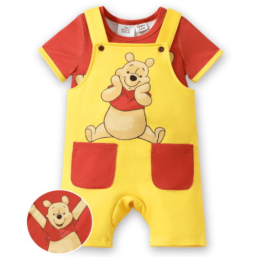 Disney Winnie the Pooh Baby Gifts Sets Graphic Tee and Overalls with Pockets Shortall Set Infant 12-18 Months