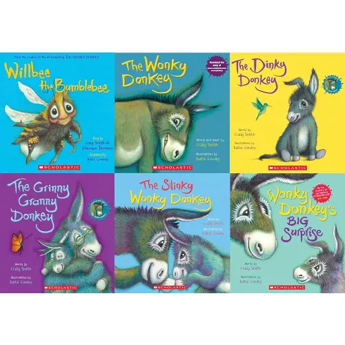Wonky Donkey Complete 6 Books Set: The Wonky Donkey, The Dinky Donkey, The Grinny Granny Donkey, Wonky Donkey's Big Surprise, Willbee the Bumblebee, The Stinky Wonky Donkey (Paperback)