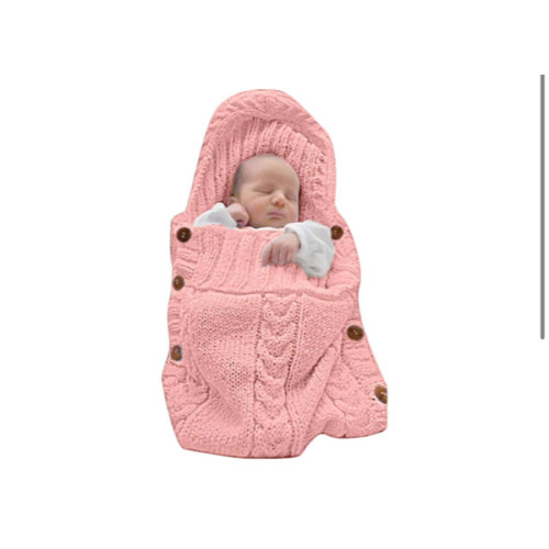 XMWEALTHY Swaddle Blankets for Newborn Baby Wrap Warm Knit Sleeping Bag Stroller Receiving Blankets Baby Girls Boys Dusty Rose 0-6 Month