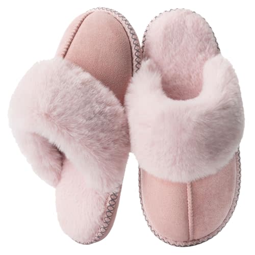 GOEWY Fuzzy Slippers for Women Memory Foam House Shoes Warm Gifts | Fluffy Slippers,Cozy,Faux Fur,Anti-Skid,Soft,House Shoes,Indoor Outdoor,Gifts for women Mom