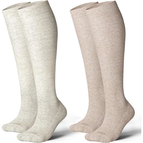 LEVSOX Thick Cotton Compression Socks for Women&Men 20-30mmHg Knee High Cute Support Sock for Nurses, Pregnancy, Travel