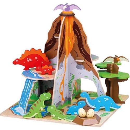 Bigjigs Toys Wooden Dinosaur Island - Complete Prehistoric Playset