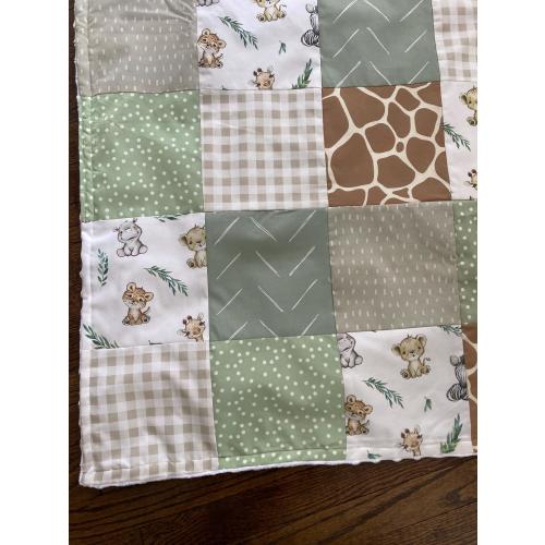 Gender Neutral Crib Bedding Set, Safari Baby Bedding, Sage green, Baby Shower Gift, Patchwork Blanket, Zoo Animals, Baby Bedding