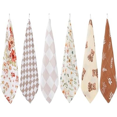 LifeTreeBaby Washcloths, Muslin Cotton Face Towels, Large Wash Cloths Soft on Sensitive Skin, Absorbent for Boys & Girls, Newborn Baby & Toddlers Essentials Shower Registry Gift