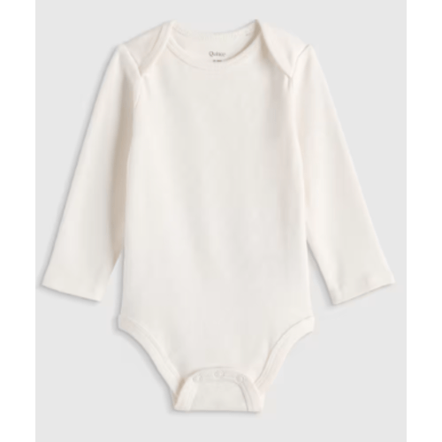 100% Organic Cotton Long Sleeve Bodysuit - Baby in solid white
