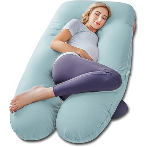 Meiz Pregnancy Pillow, Cooling Pregnancy Pillows for Sleeping, Maternity Pillow for Pregnant Women, Pregnancy Body Pillow with Cooling Jersey Cover, Green
