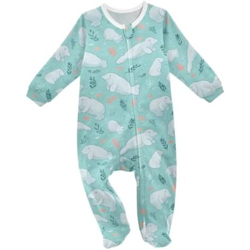 Yellow Rubber Ducks Blue Baby One-Piece Footies Long Sleeve Rompers Pajamas Zip Front Pjs for Boys Girls kids