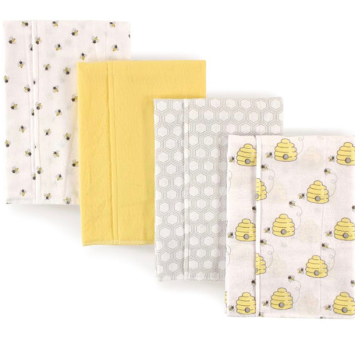 Hudson Baby Unisex Baby Cotton Flannel Burp Cloths, Bee, One Size