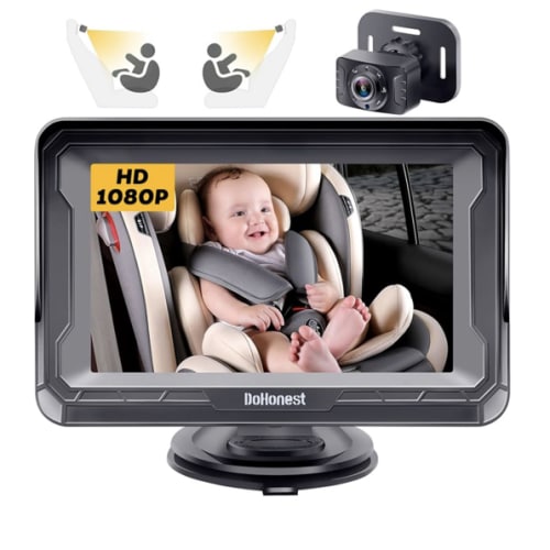 DoHonest Baby Car Camera HD 1080P - Rear-Facing Car Baby Monitor with Night Vision, Adjustable View Angle, Easy Setup, Anti-Glare Display, Safety for Kids & Infants