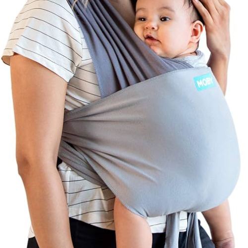 Moby Baby Wrap Carrier Easy-Wrap for Newborns to Toddlers (8-33lbs), Infant Sling Carrier, Lightweight & Hands Free Design for Mom and Dad, Adjustable for All Body Types (Smoked Pearl)