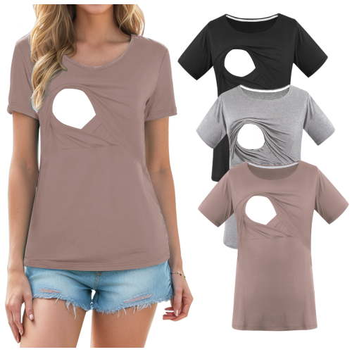 Women's Maternity Nursing Tops Clothes Breastfeeding T-Shirts 3-Pack