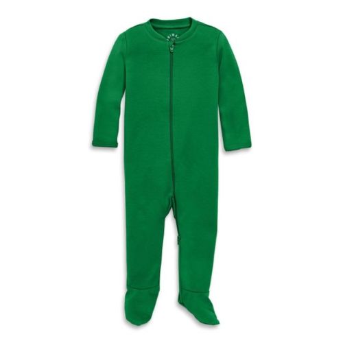 Primary Baby Organic Zip Footie in Grass 0-3 Months