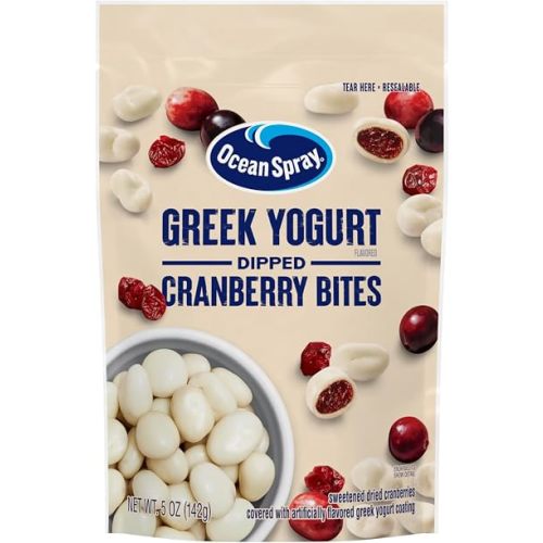 Ocean Spray Greek Yogurt Covered Craisins, Greek Yogurt Flavored, Covered Cranberries, Dried Fruit, 5 Oz Pouch (Pack of 12)