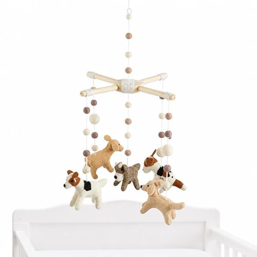 Mud Pie Baby Nursery Puppy Mobile, Multi-Color, 21.5" x 10"