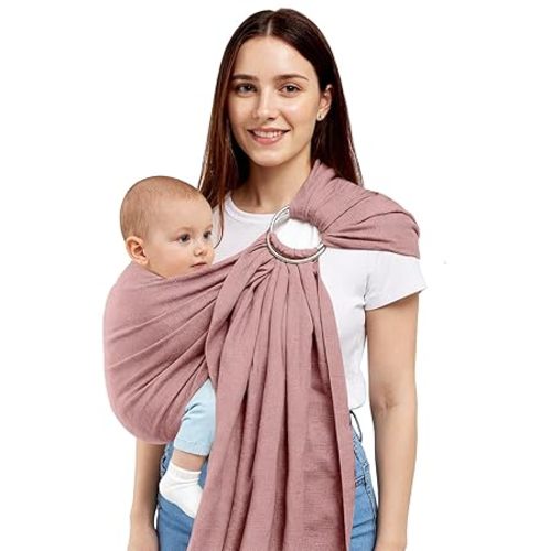 Baby Ring Sling Wrap, Lightweight Baby Carrier Sling Toddler Sling, Cotton Baby Wraps Carrier (7-35 lbs) for Infants and Toddlers, Baby Shower Gifts, Blue