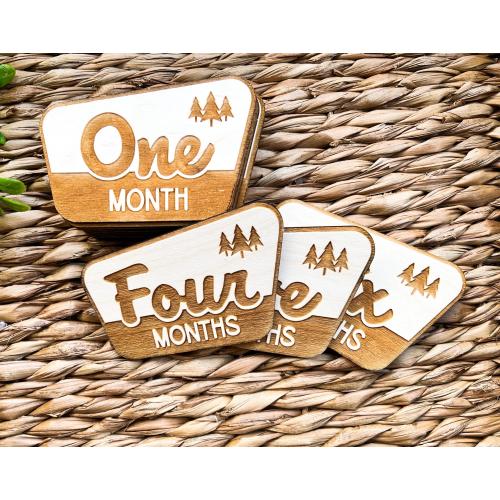 Wooden Baby Milestone Discs, National Park Theme, Newborn to 12 Months