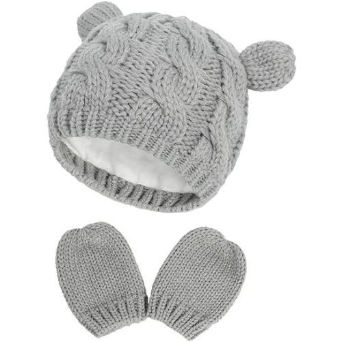 Baby Hat Glove Set Soft Newborn Mittens Baby Girl Boys Knitted Toddler Cap Infant Winter Beanie Mitten Sets