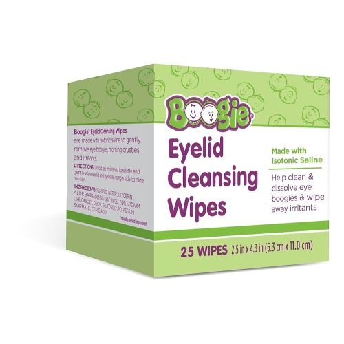 Boogie Eyelid Cleansing Wipes for Baby, Kids & Adults, Made with Isotonic Saline, Individually Wrapped, 25 Ct