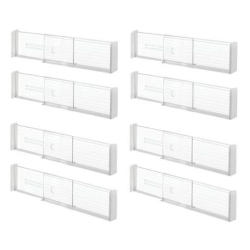 iDesign Plastic Adjustable Deep Drawer Dividers - Set of 8 - Clear