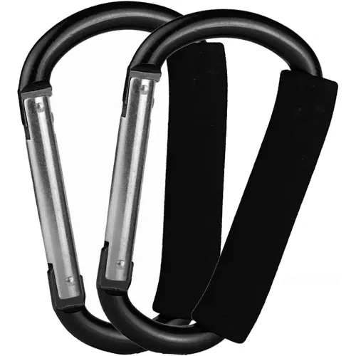 Stroller Hooks by Baby,2 pcs Carabiner Stroller Hook Organizer for Hanging Purses, Diaper Bag, Shopping Bags. Clip Fits Single/Twin Travel Systems, Car Seats and Joggers (Black)