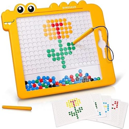 LiKee Magnetic Drawing Board with 2 Pens, Kid Doodle Board Travel Magnetic Dot Art Puzzle Games, Fun Montessori Fine Motor Skills Preschool Toys for Toddlers Boy Girl Activities, Ages 3 4 5 6 Year