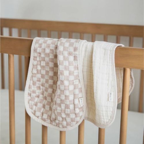 Itzy Ritzy Itzy Cotton Burp Cloths - Check Yes - 2ct