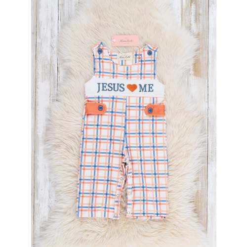 Graceful Plaid "Jesus Loves Me" Romper
