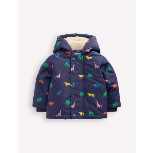 3 - in - 1 Showerproof Coat - Navy Prehistoric Print | Boden USA